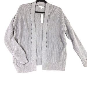 Abound Womens Size XS LightGray Long Stitch Open Front Cardigan Sweater